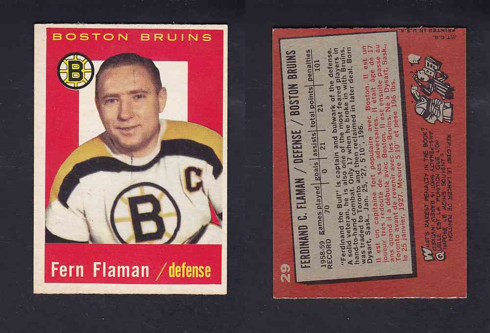 1959-60 TOPPS HOCKEY CARD #29 F. FLAMAN photo 1959-60 TOPPS HOCKEY CARD #29 F. FLAMAN photo