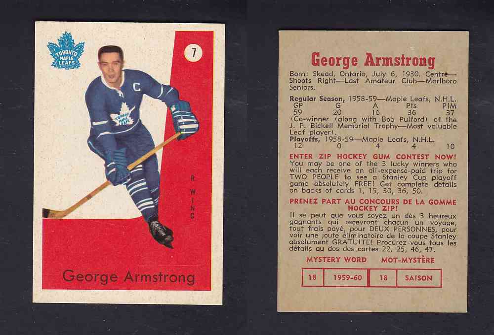 1959-60 PARKHURST HOCKEY CARD #7 G. ARMSTRONG photo 1959-60 PARKHURST HOCKEY CARD #7 G. ARMSTRONG photo