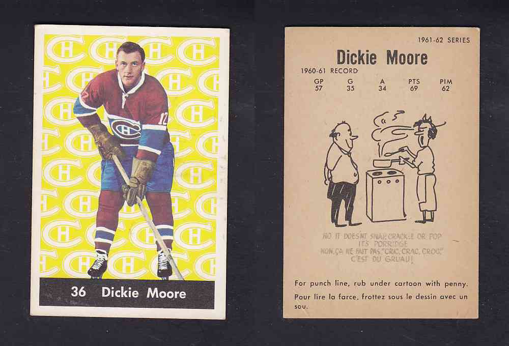1961-62 PARKHURST HOCKEY CARD #36 D. MOORE photo 1961-62 PARKHURST HOCKEY CARD #36 D. MOORE photo