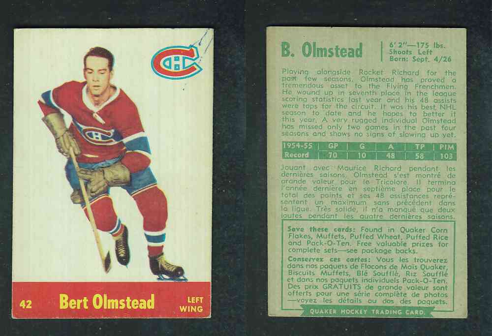 1955-56 QUAKER OATS #42 B. OLMSTEAD photo 1955-56 QUAKER OATS #42 B. OLMSTEAD photo