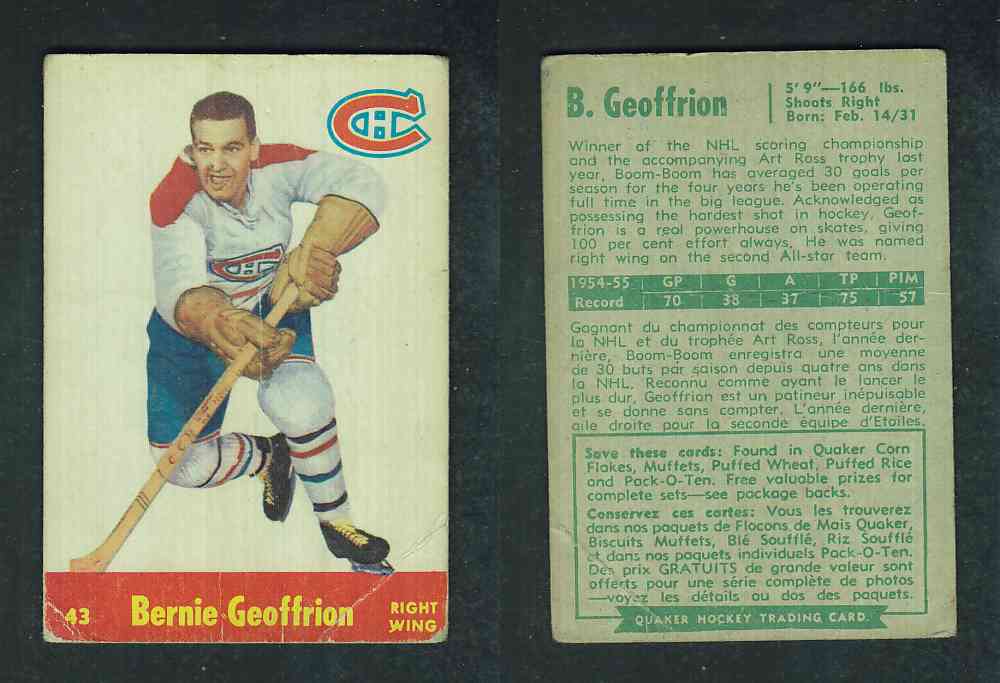 1955-56 QUAKER OATS #43 B. GEOFFRION photo