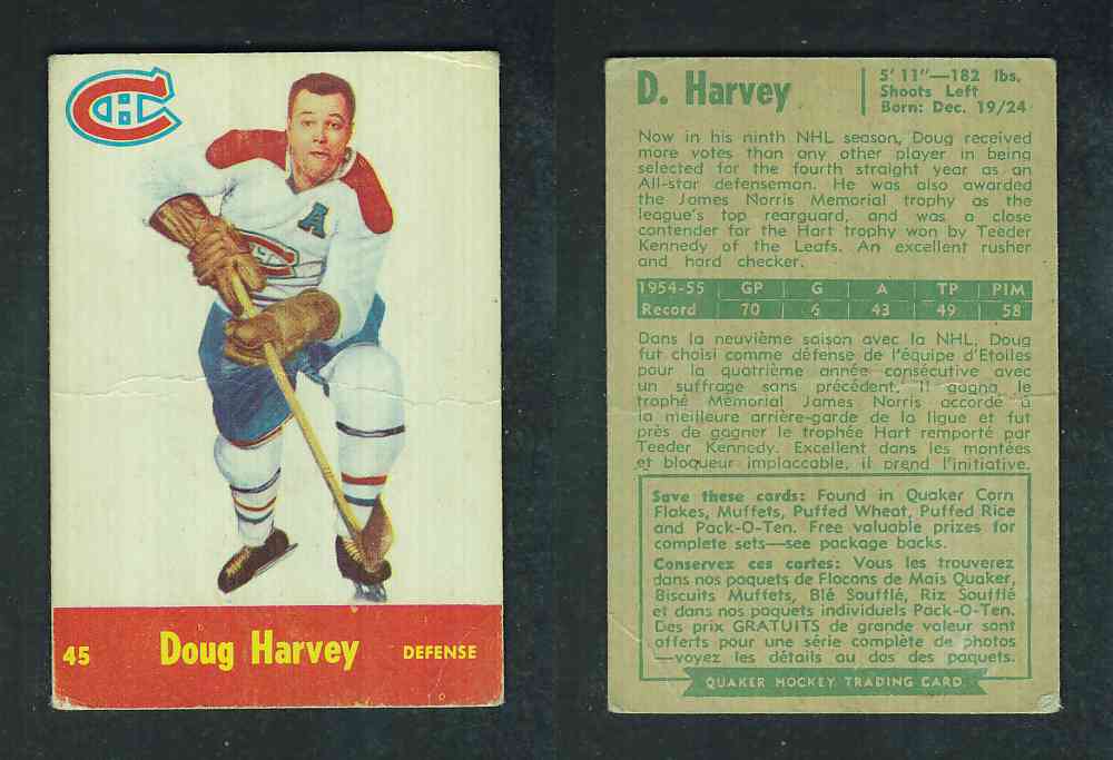 1955-56 QUAKER OATS #45 D. HARVEY photo 1955-56 QUAKER OATS #45 D. HARVEY photo