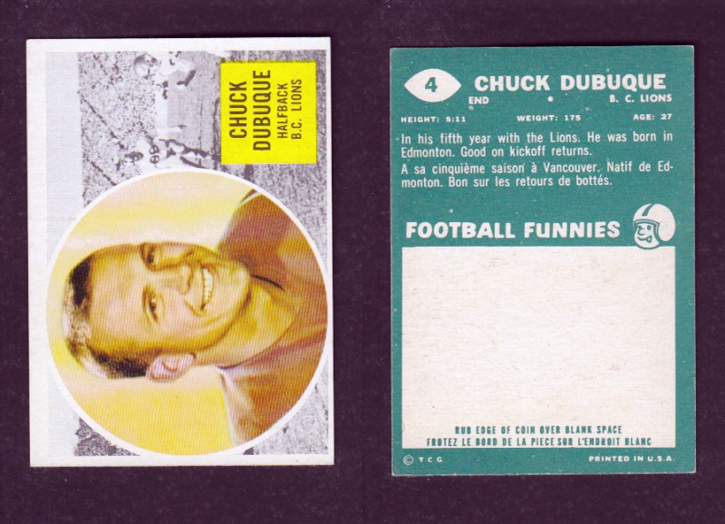 1960 CFL TOPPS FOOTBALL CARD #4 C. DUBUQUE photo 1960 CFL TOPPS FOOTBALL CARD #4 C. DUBUQUE photo