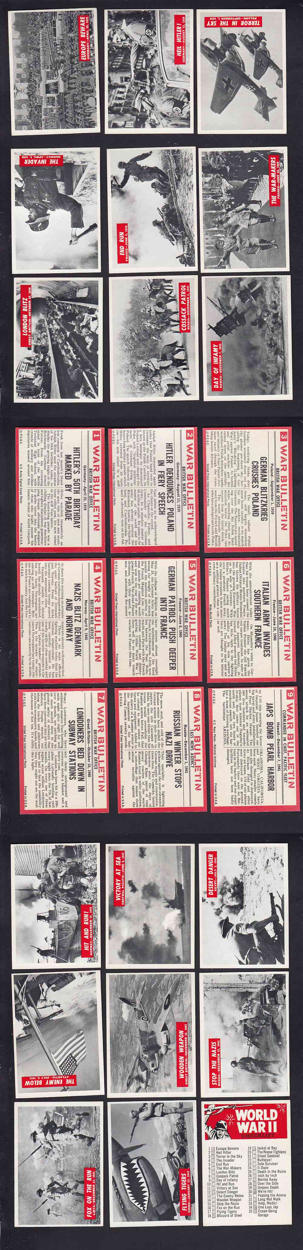 1965 PHILADELPHIA WAR BULLETIN CARD FULL SET 88/88 photo