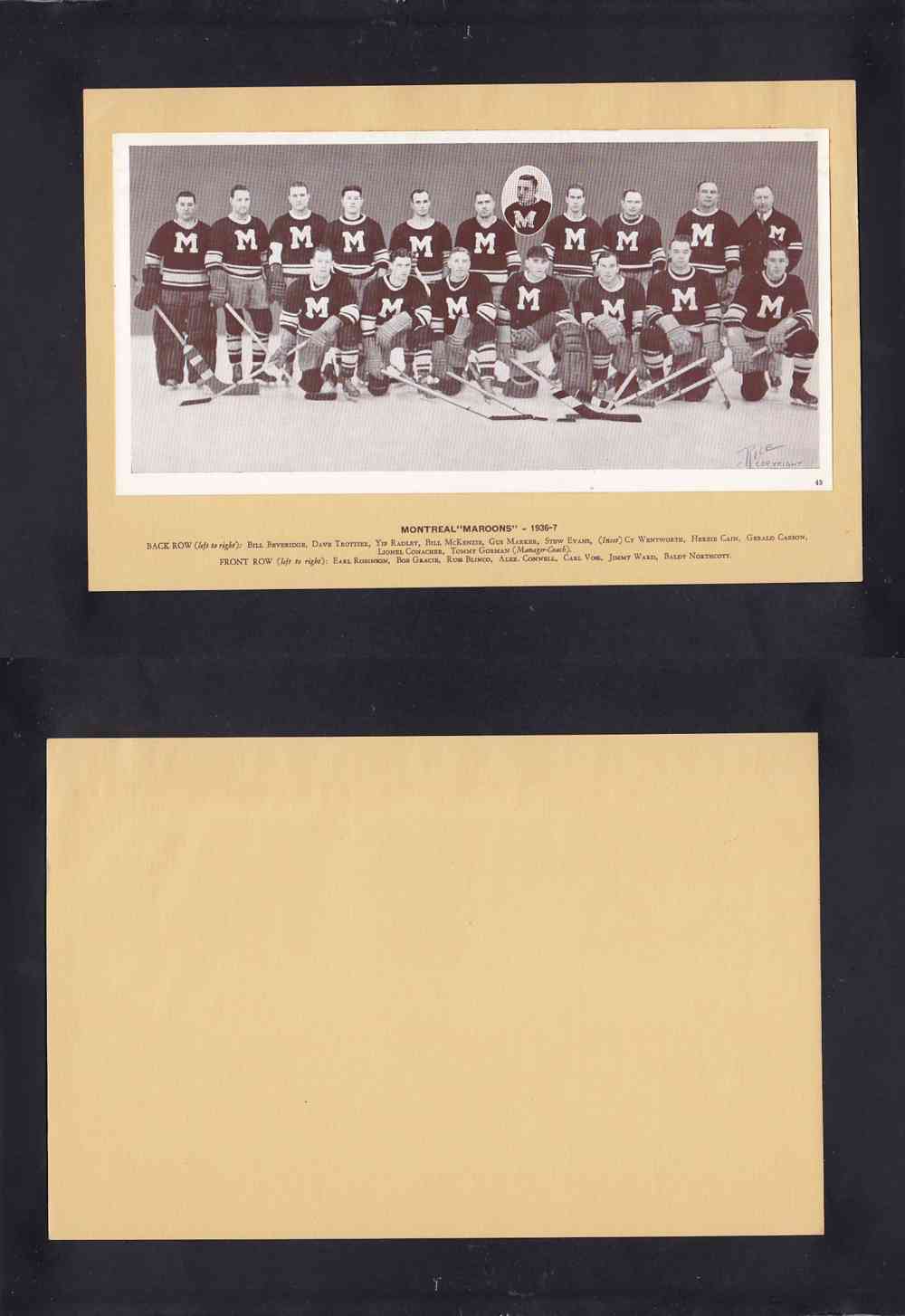 1935-40 CROWN BRAND PHOTO #49 MONTREAL ``MAROONS`` 1936-37 photo