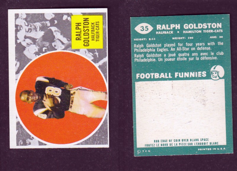 1960 CFL TOPPS FOOTBALL CARD #35 R. GOLDSTON photo 1960 CFL TOPPS FOOTBALL CARD #35 R. GOLDSTON photo