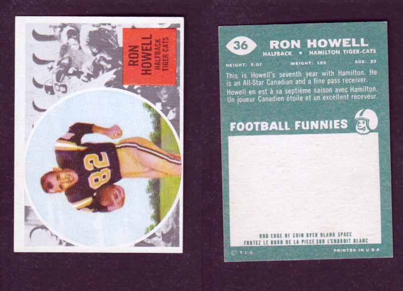 1960 CFL TOPPS FOOTBALL CARD #36 R. HOWELL photo