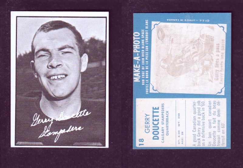 1961 CFL TOPPS FOOTBALL CARD #18 G. DOUCETTE photo 1961 CFL TOPPS FOOTBALL CARD #18 G. DOUCETTE photo