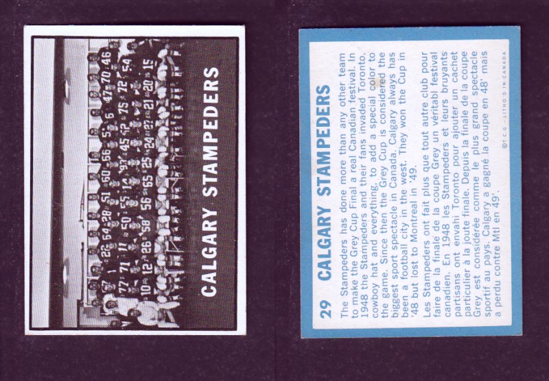 1961 CFL TOPPS FOOTBALL CARD #29 CALGARY STAMPEDERS TEAM photo 1961 CFL TOPPS FOOTBALL CARD #29 CALGARY STAMPEDERS TEAM photo