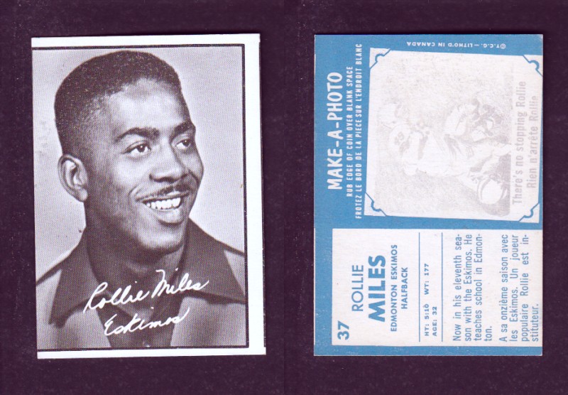 1961 CFL TOPPS FOOTBALL CARD #37 R. MILES photo 1961 CFL TOPPS FOOTBALL CARD #37 R. MILES photo