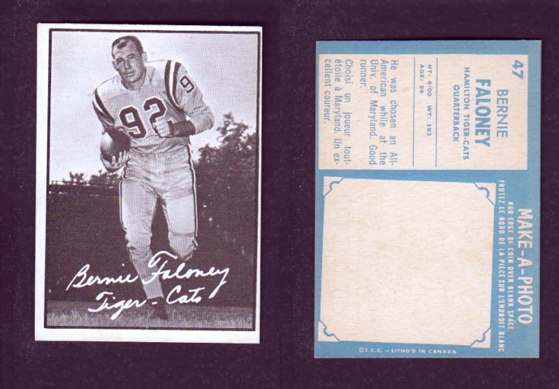 1961 CFL TOPPS FOOTBALL CARD #47 B. FALONEY photo 1961 CFL TOPPS FOOTBALL CARD #47 B. FALONEY photo