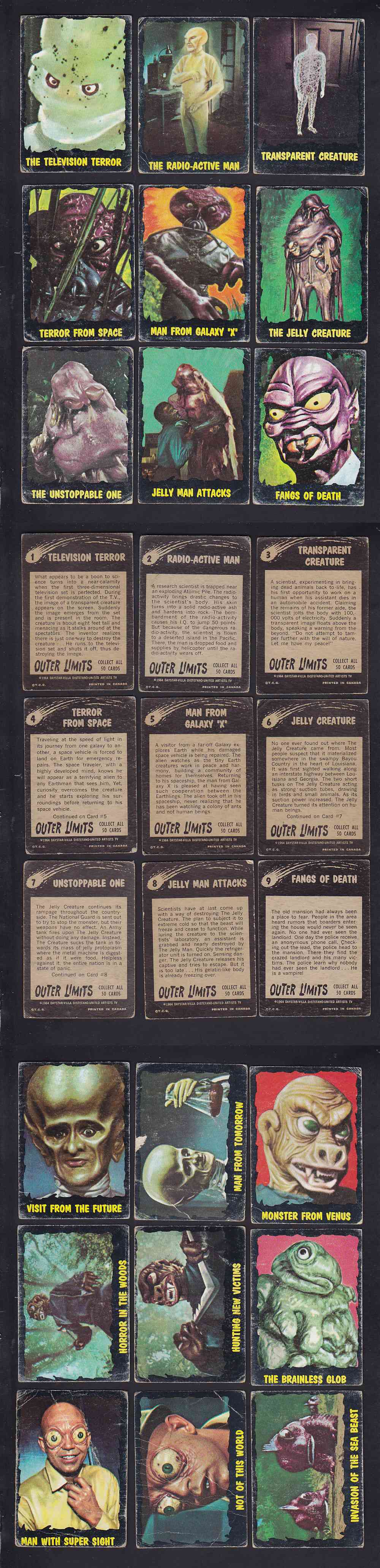 1964 TOPPS OUTER LIMITS CARD FULL SET 50/50 photo