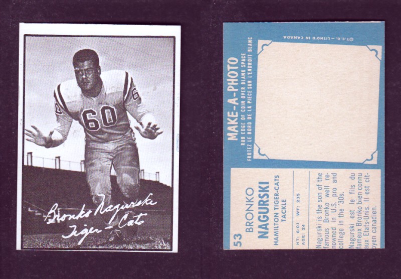 1961 CFL TOPPS FOOTBALL CARD #53 B. NAGURSKI photo 1961 CFL TOPPS FOOTBALL CARD #53 B. NAGURSKI photo