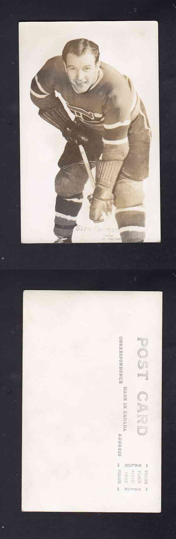 1940'S MONTREAL CANADIENS POST CARD G. HARMON photo 1940'S MONTREAL CANADIENS POST CARD G. HARMON photo
