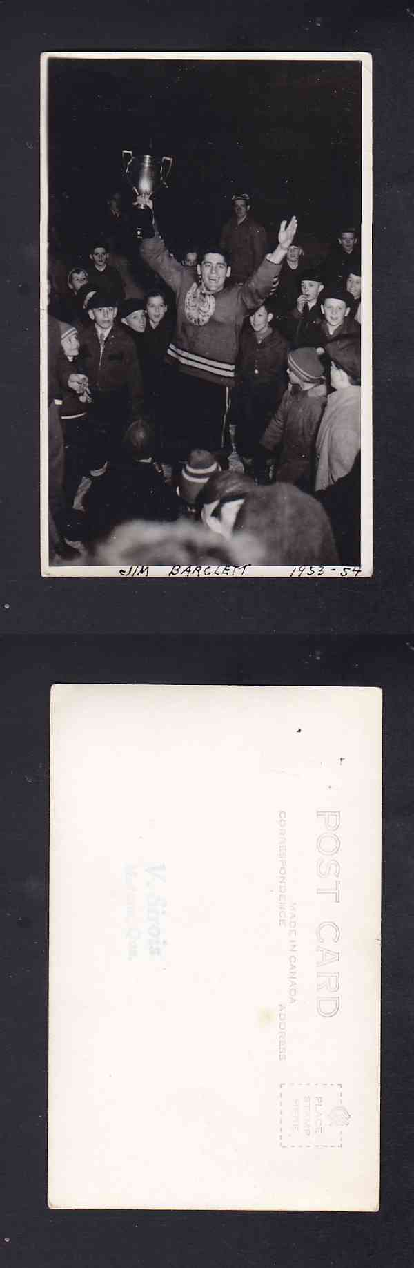 1953-54 MATANE RED ROCK HOCKEY TEAM POST CARD photo