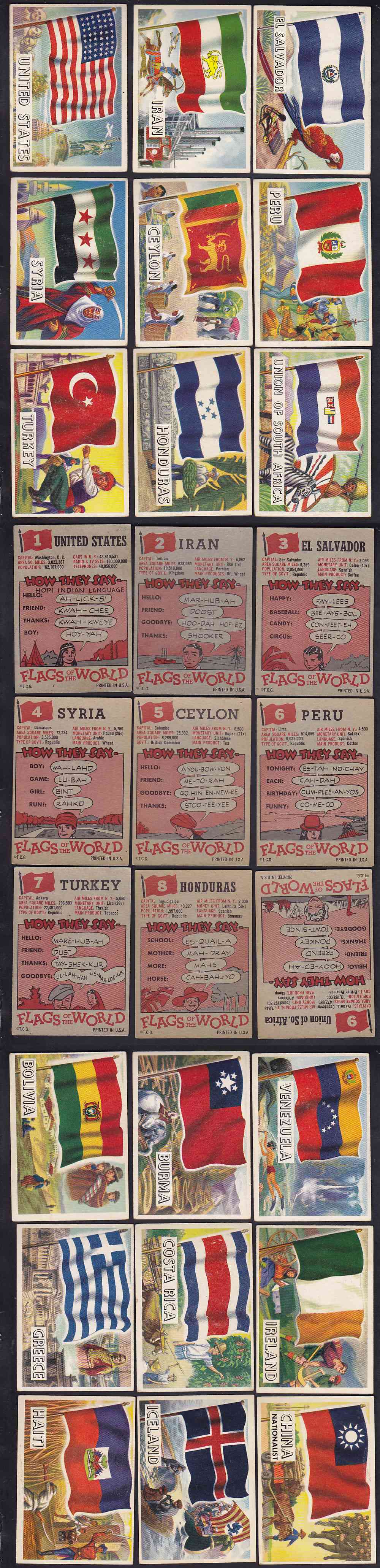 1956 TOPPS FLAGS OF THE WORLD CARD FULL SET 80/80 photo