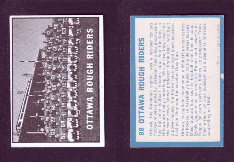 1961 CFL TOPPS FOOTBALL CARD #88 OTTAWA ROUGH RIDERS TEAM photo 1961 CFL TOPPS FOOTBALL CARD #88 OTTAWA ROUGH RIDERS TEAM photo