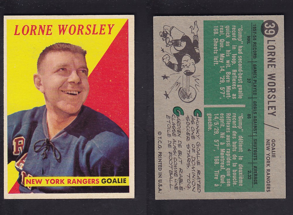 1958-59 TOPPS HOCKEY CARD #39 L. WORSLEY photo 1958-59 TOPPS HOCKEY CARD #39 L. WORSLEY photo