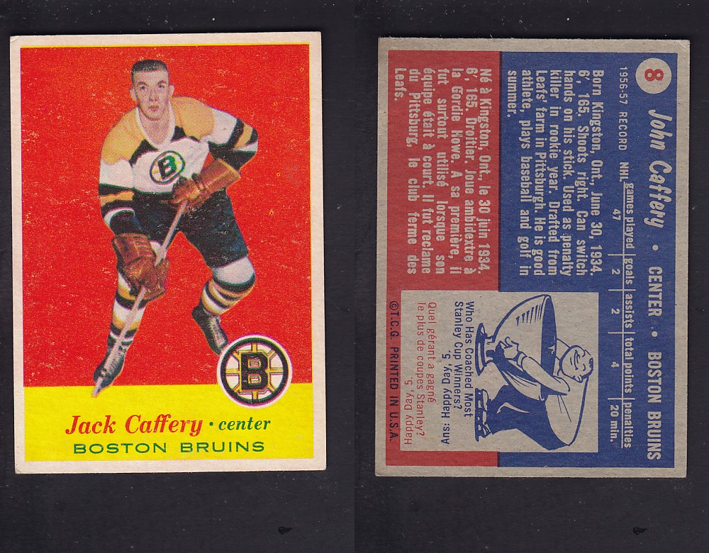 1957-58 TOPPS HOCKEY CARD #8 J. CAFFERY photo 1957-58 TOPPS HOCKEY CARD #8 J. CAFFERY photo