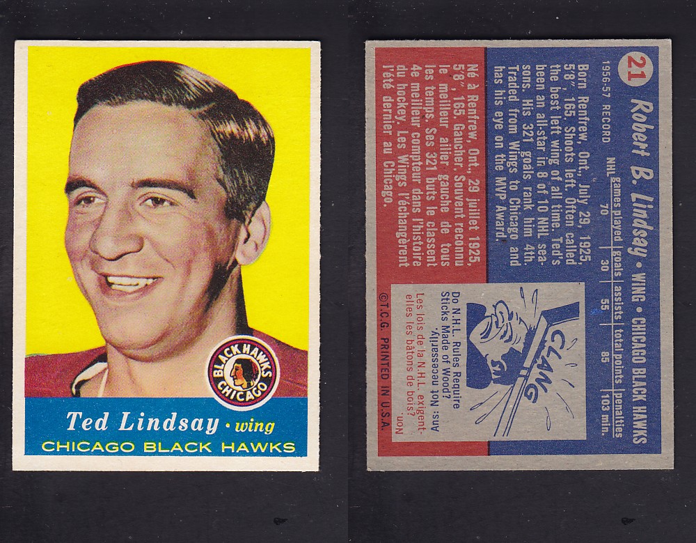 1957-58 TOPPS HOCKEY CARD #21 R. LINDSAY photo 1957-58 TOPPS HOCKEY CARD #21 R. LINDSAY photo