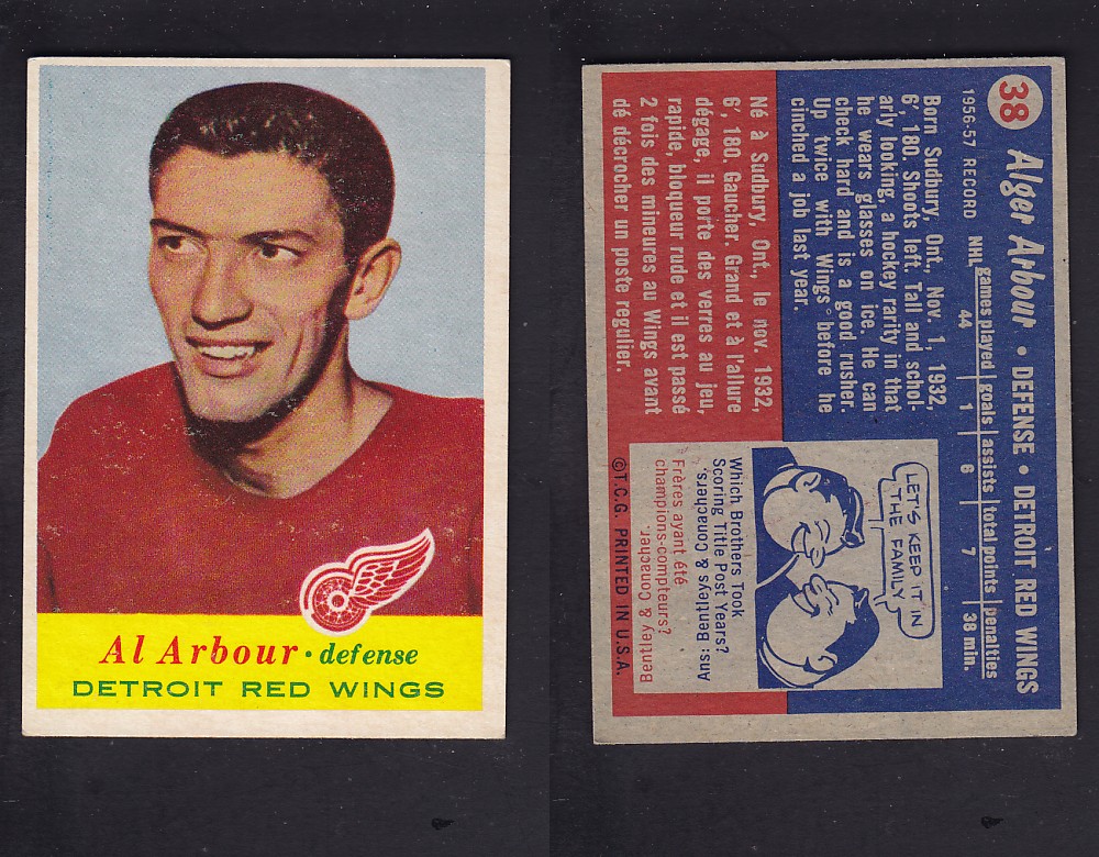1957-58 TOPPS HOCKEY CARD #38 A. ARBOUR photo 1957-58 TOPPS HOCKEY CARD #38 A. ARBOUR photo