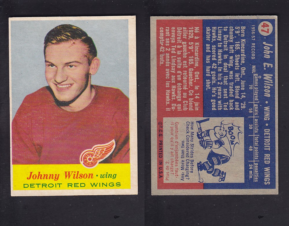 1957-58 TOPPS HOCKEY CARD #47 J. WILSON photo 1957-58 TOPPS HOCKEY CARD #47 J. WILSON photo