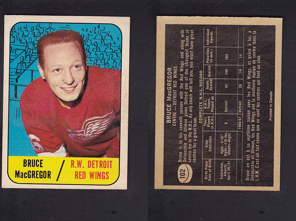 1967-68 TOPPS HOCKEY CARD #102 B. MACGREGOR photo 1967-68 TOPPS HOCKEY CARD #102 B. MACGREGOR photo