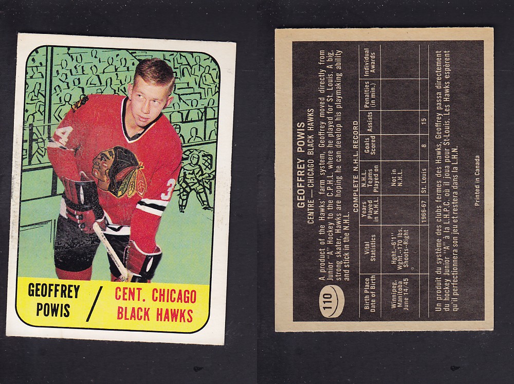 1967-68 TOPPS HOCKEY CARD #110 G. POWIS photo 1967-68 TOPPS HOCKEY CARD #110 G. POWIS photo