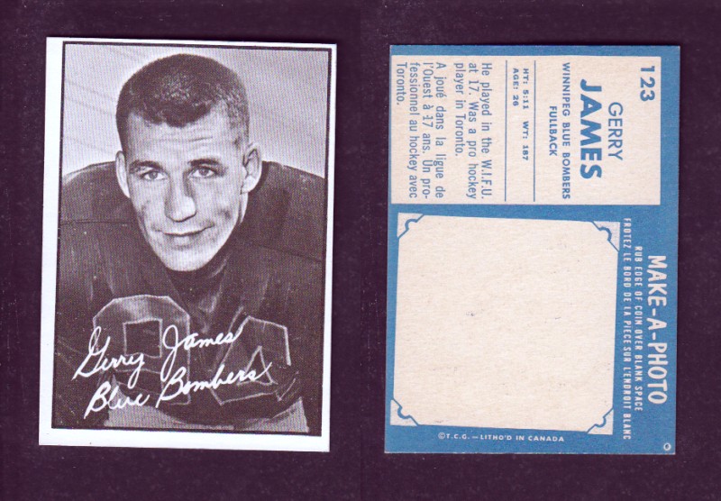 1961 CFL TOPPS FOOTBALL CARD #123 G. JAMES photo 1961 CFL TOPPS FOOTBALL CARD #123 G. JAMES photo