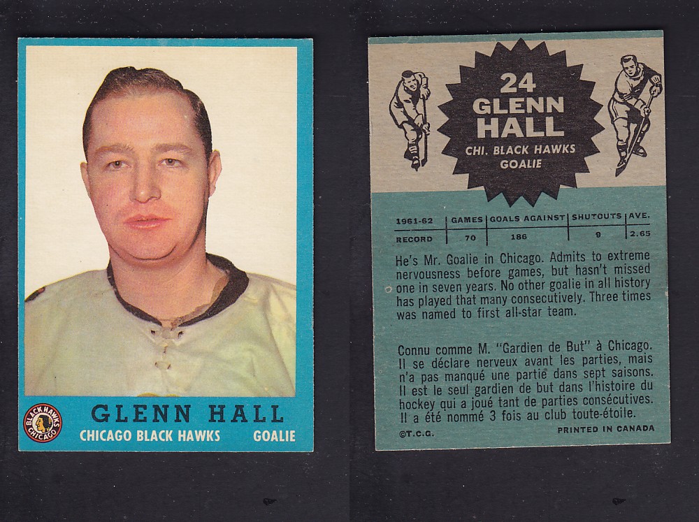 1962-63 TOPPS HOCKEY CARD # 24 G. HALL photo 1962-63 TOPPS HOCKEY CARD # 24 G. HALL photo