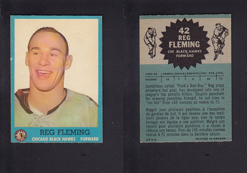 1962-63 TOPPS HOCKEY CARD # 42 R. FLEMING photo 1962-63 TOPPS HOCKEY CARD # 42 R. FLEMING photo
