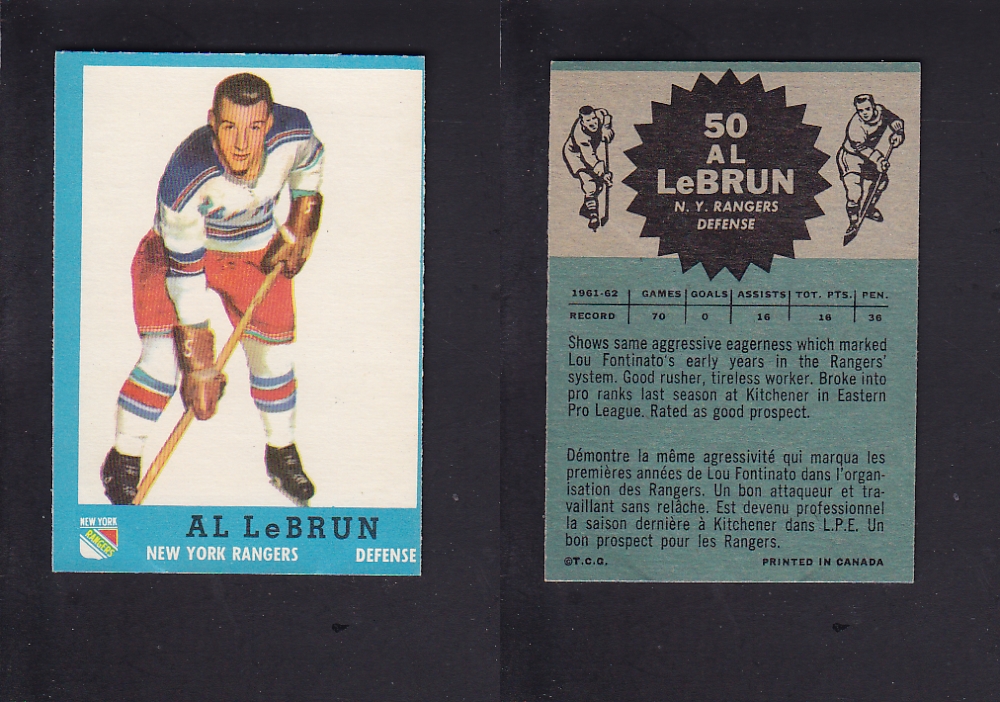 1962-63 TOPPS HOCKEY CARD #50 A. LEBRUN photo 1962-63 TOPPS HOCKEY CARD #50 A. LEBRUN photo