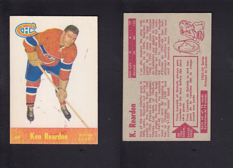 1955-56 PARKHURST HOCKEY CARD #64 K. REARDON photo 1955-56 PARKHURST HOCKEY CARD #64 K. REARDON photo