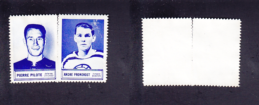 1960-61 TOPPS STAMPS PAIRS PILOTE/PRONOVOST photo