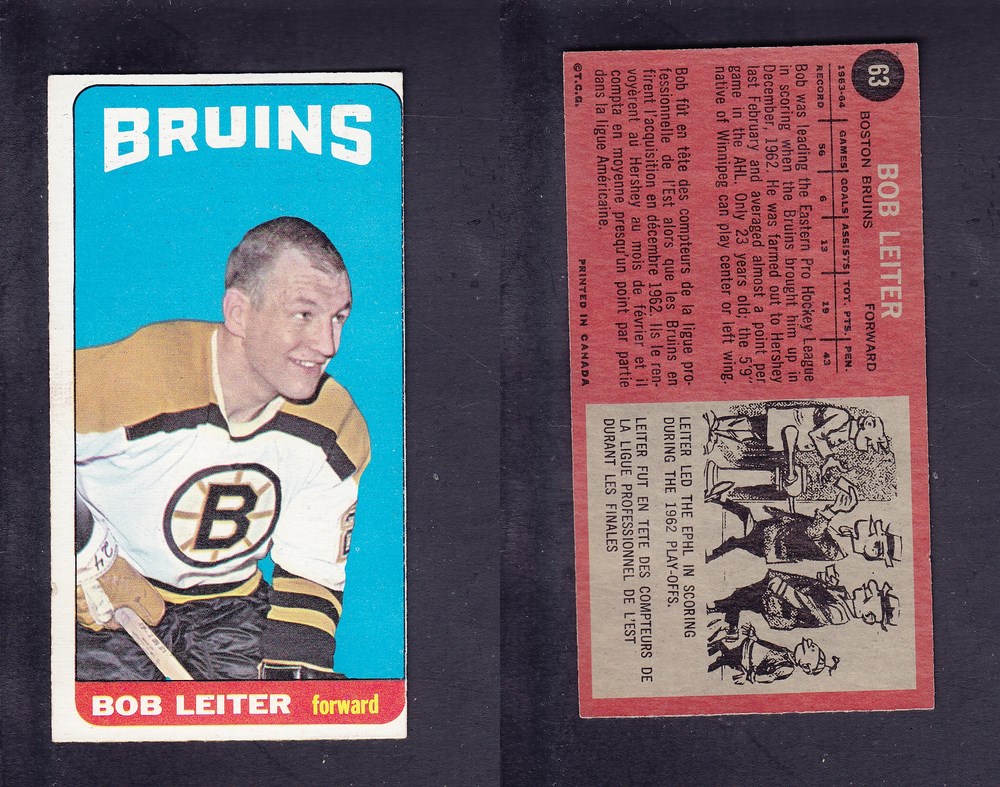1964-65 TOPPS HOCKEY CARD #63 B. LEITER photo 1964-65 TOPPS HOCKEY CARD #63 B. LEITER photo