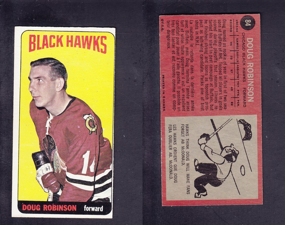 1964-65 TOPPS HOCKEY CARD #84 D. ROBINSON photo 1964-65 TOPPS HOCKEY CARD #84 D. ROBINSON photo