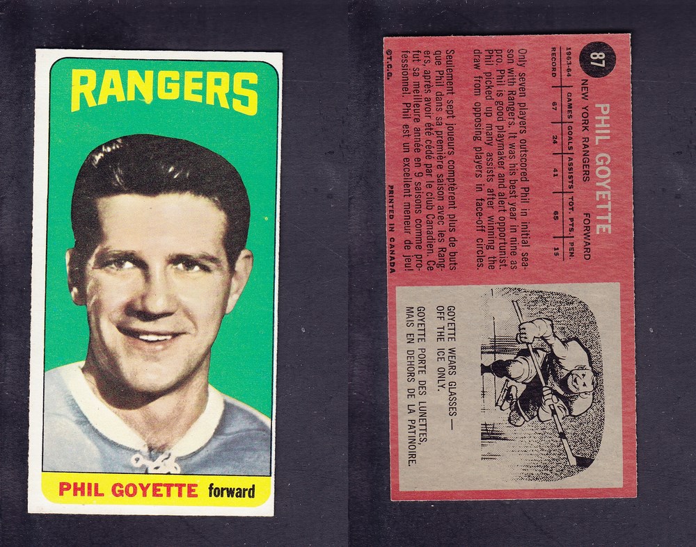 1964-65 TOPPS HOCKEY CARD #87 P. GOYETTE photo 1964-65 TOPPS HOCKEY CARD #87 P. GOYETTE photo