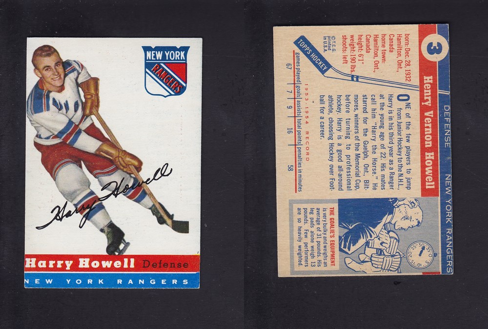 1954-55 TOPPS HOCKEY CARD #3 H. HOWELL photo 1954-55 TOPPS HOCKEY CARD #3 H. HOWELL photo