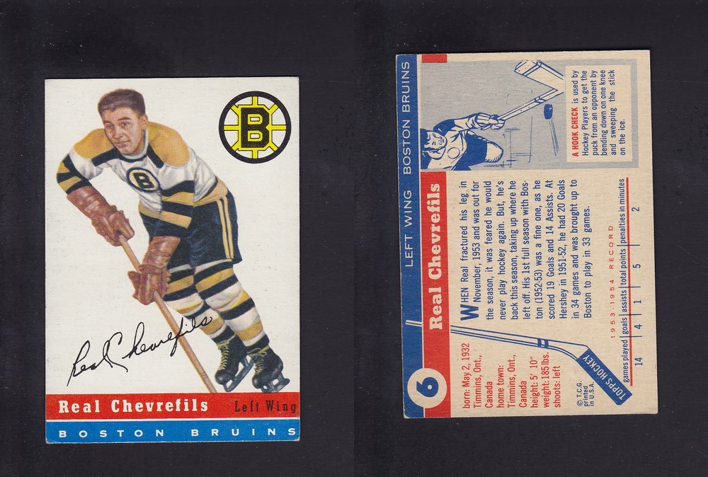 1954-55 TOPPS HOCKEY CARD #6 R. CHEVREFILS photo 1954-55 TOPPS HOCKEY CARD #6 R. CHEVREFILS photo