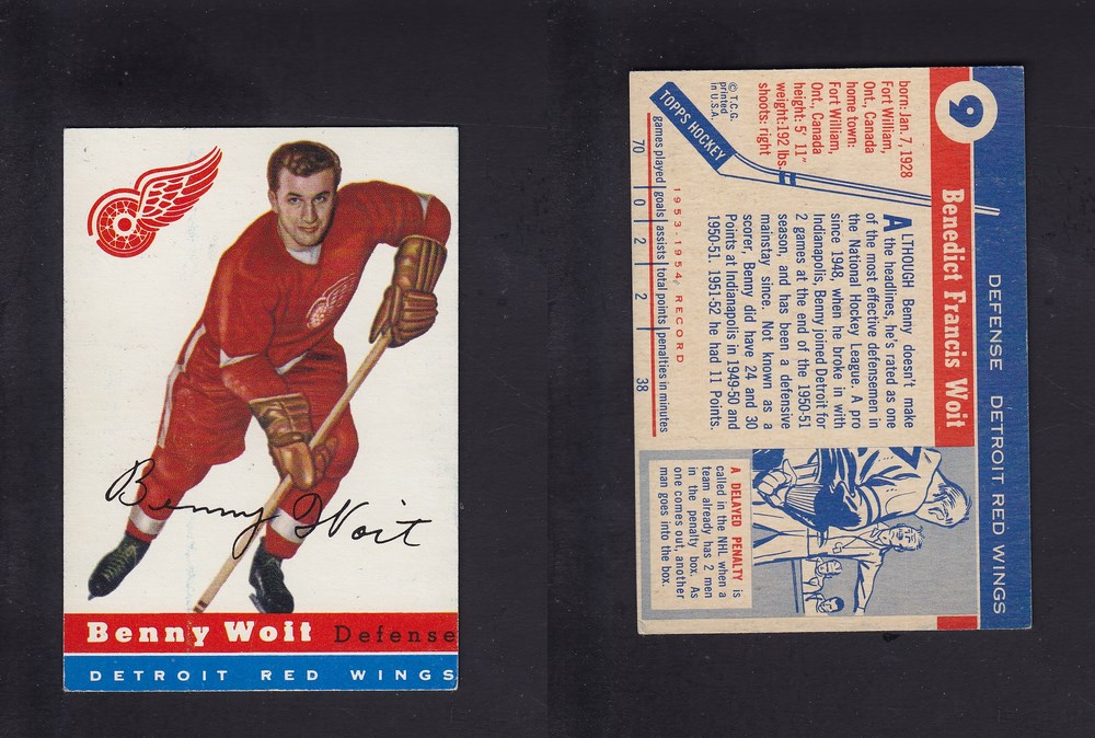 1954-55 TOPPS HOCKEY CARD #9 B. WOIT photo 1954-55 TOPPS HOCKEY CARD #9 B. WOIT photo