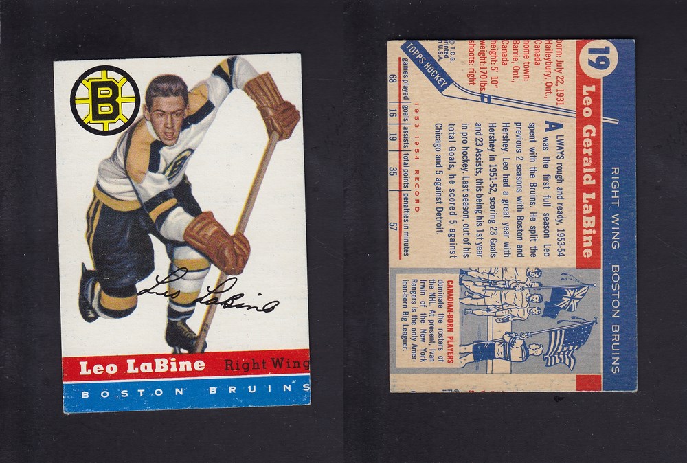 1954-55 TOPPS HOCKEY CARD #19 L. LABINE photo 1954-55 TOPPS HOCKEY CARD #19 L. LABINE photo