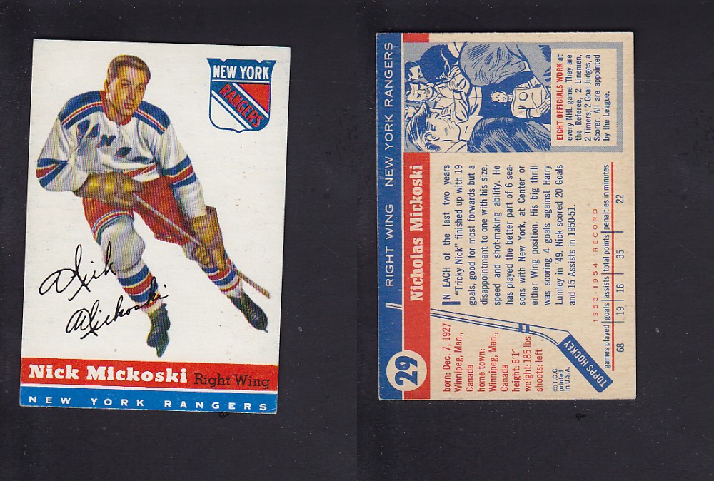 1954-55 TOPPS HOCKEY CARD #29 N. MICKOSKI photo 1954-55 TOPPS HOCKEY CARD #29 N. MICKOSKI photo