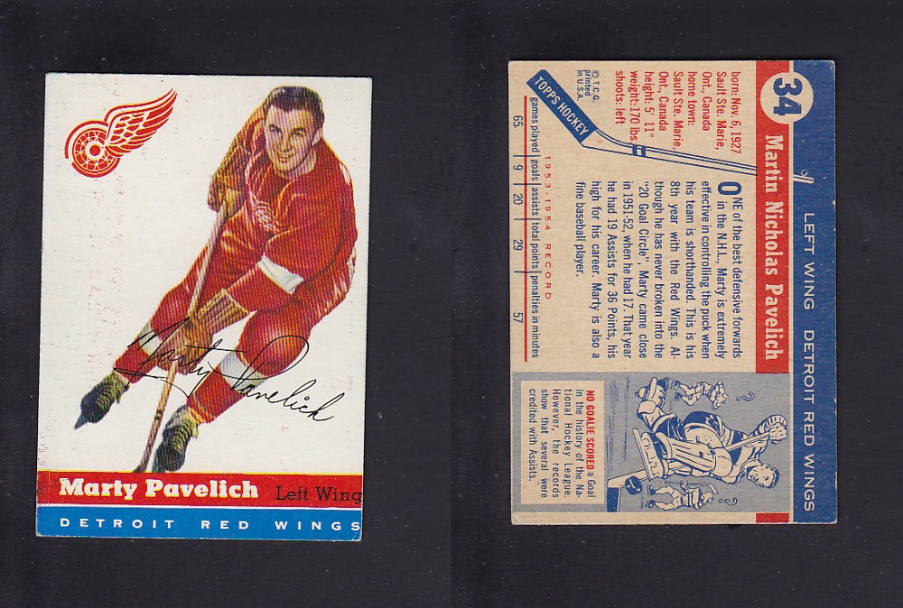 1954-55 TOPPS HOCKEY CARD #34 M. PAVELICH photo 1954-55 TOPPS HOCKEY CARD #34 M. PAVELICH photo