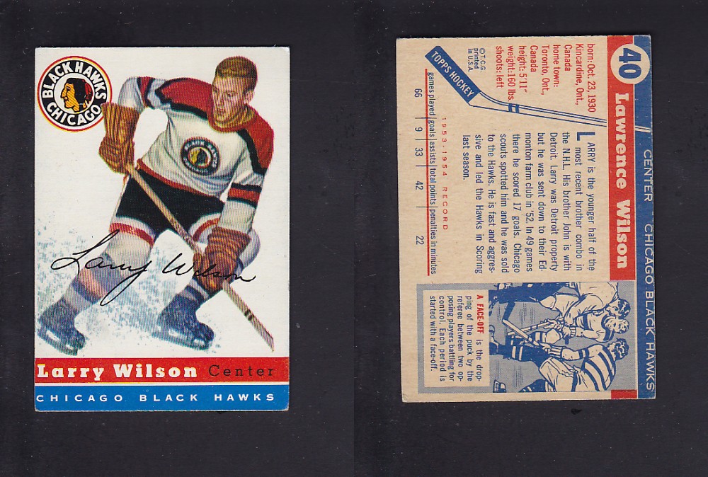 1954-55 TOPPS HOCKEY CARD #40 L. WILSON photo 1954-55 TOPPS HOCKEY CARD #40 L. WILSON photo