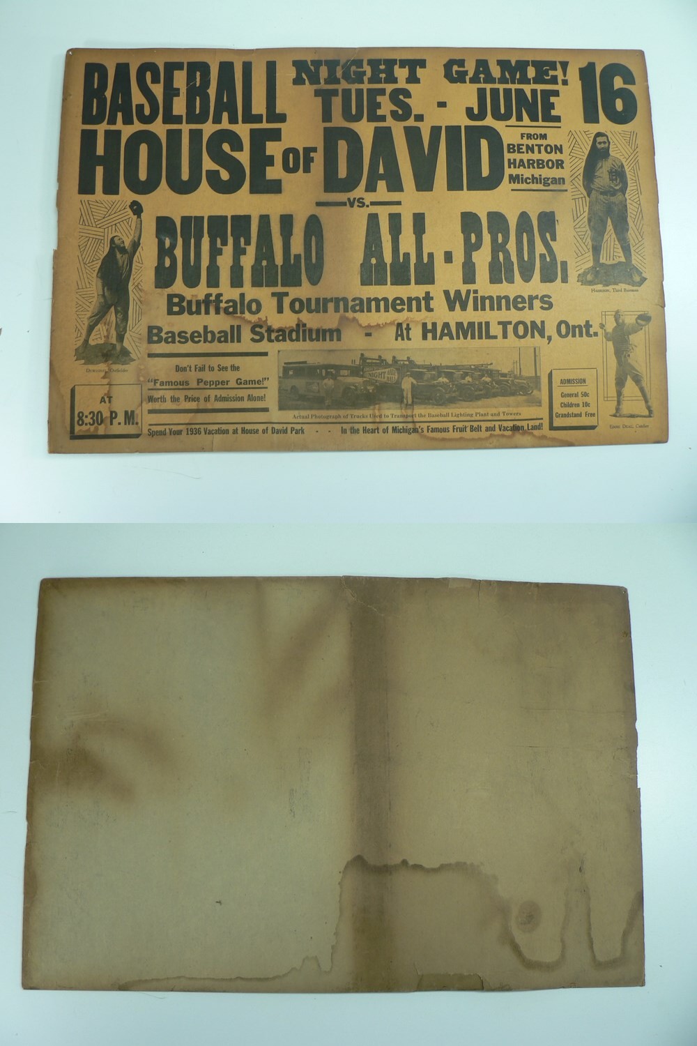 1936 BUFFALO VS HAMILTON BASEBALL GAME POSTER photo 1936 BUFFALO VS HAMILTON BASEBALL GAME POSTER photo
