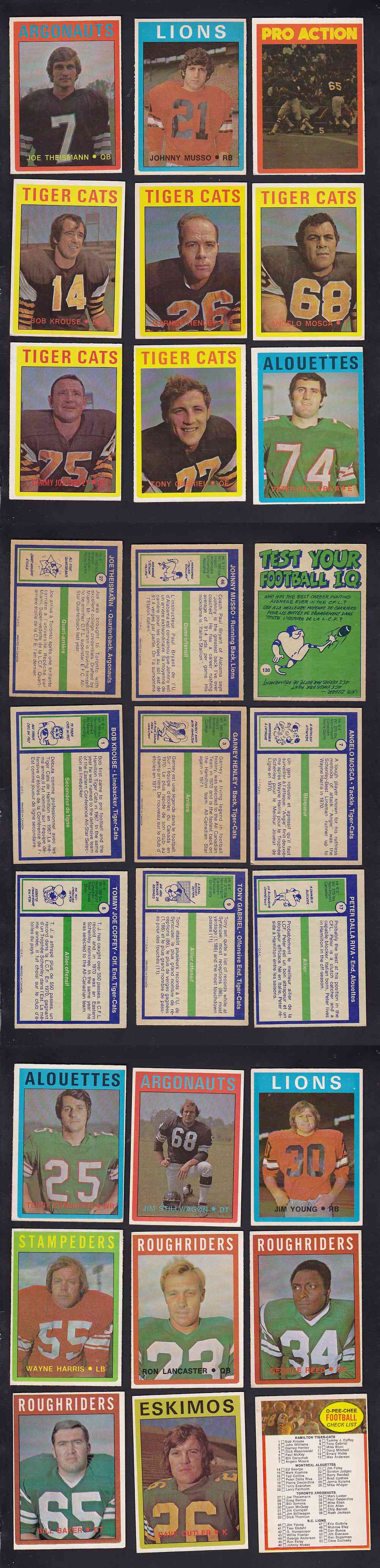 1972 CFL O-PEE-CHEE FOOTBALL CARD FULL SET 132/132 photo