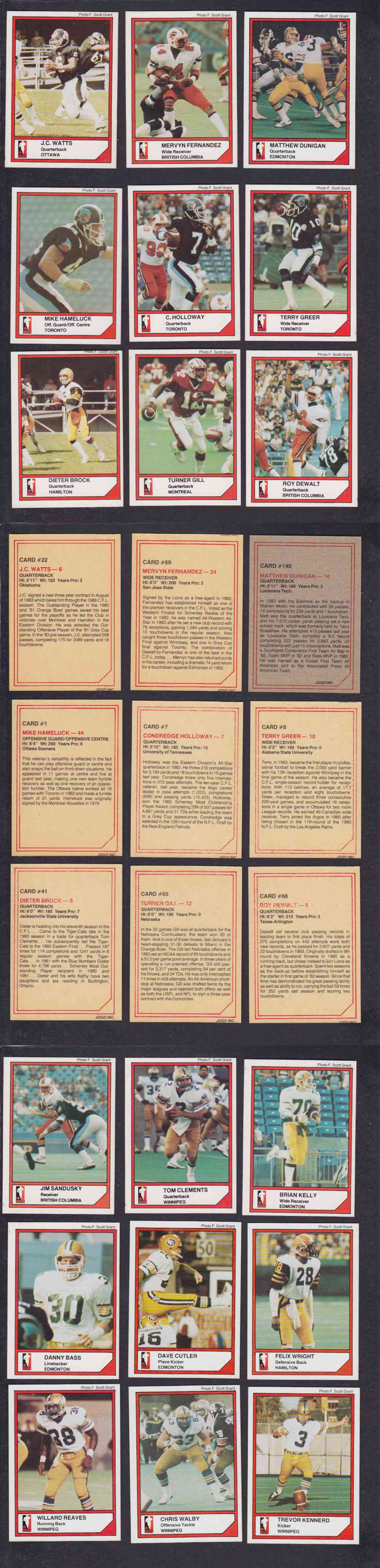 1984 CFL JOGO FOOTBALL CARD FULL SET SER. 1 & 2 160/160 photo 1984 CFL JOGO FOOTBALL CARD FULL SET SER. 1 & 2 160/160 photo