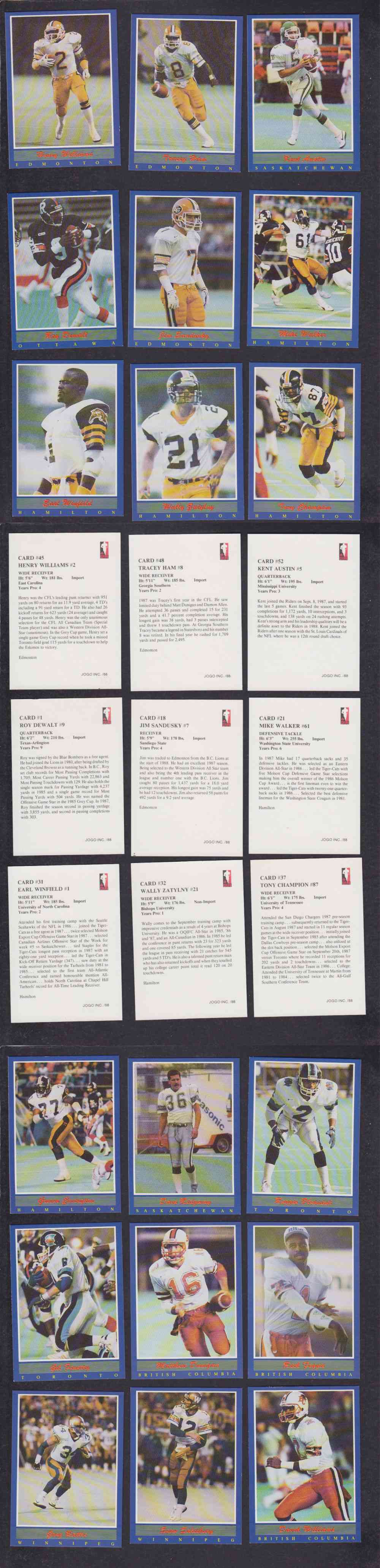 1988 CFL JOGO FOOTBALL CARD FULL SET 110/110 photo 1988 CFL JOGO FOOTBALL CARD FULL SET 110/110 photo