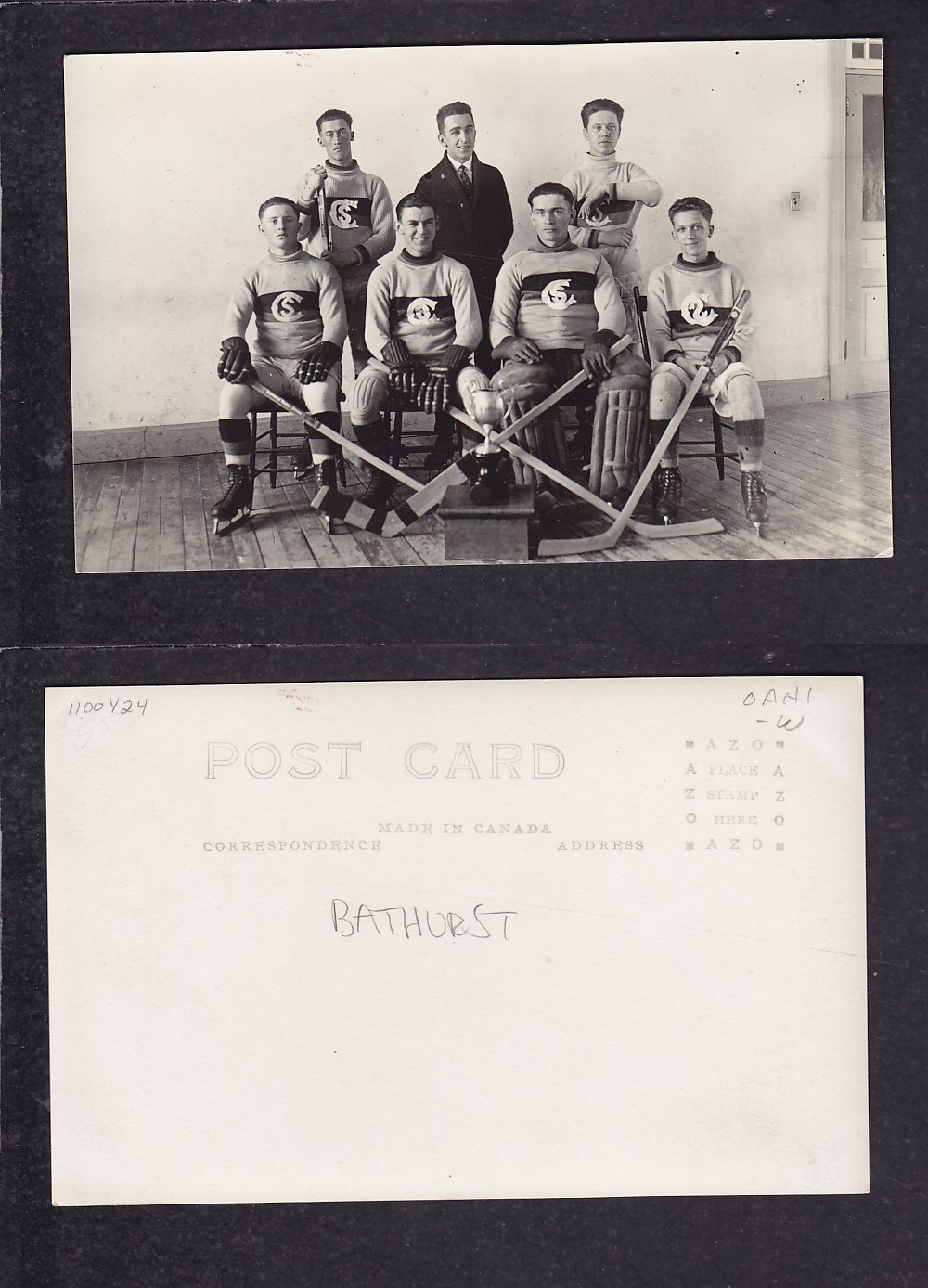 1910'S BATHURST HOCKEY TEAM POST CARD photo