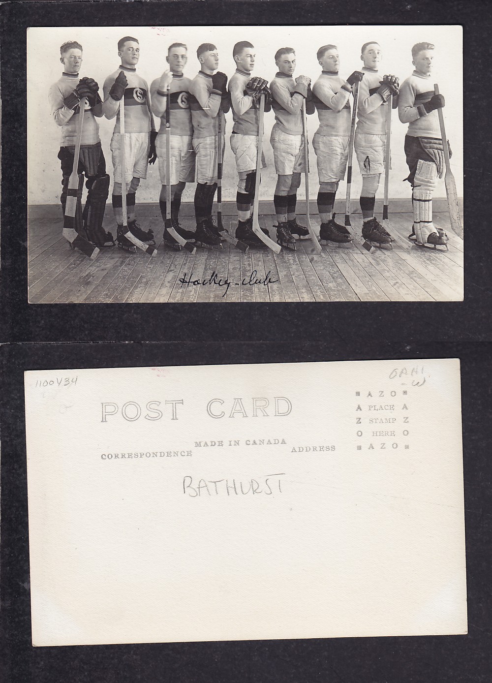 1910'S BATHURST HOCKEY TEAM POST CARD photo